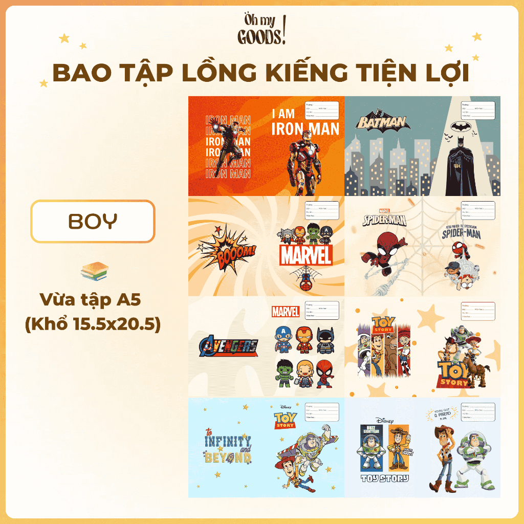 [XẤP 10 TỜ] Bao tập lồng kiếng tiện lợi 2 trong 1 - BOY | VPP Oh My Goods