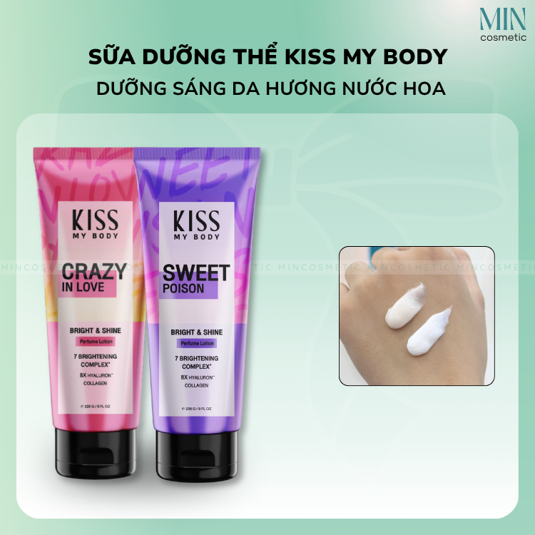 Sữa Dưỡng Thể Hương Nước Hoa Kiss My Body Bright Shine Perfume Lotion 226g CRAZY IN LOVE & SWEET POI