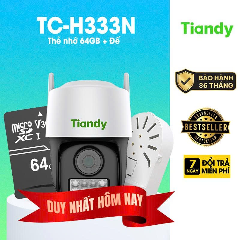 Camera Tiandy TC-H333N 3MP THẺ NHỚ 64GB Quay Quét Ngoài Trời - BẢO HÀNH CHÍNH HÃNG 3 NĂM