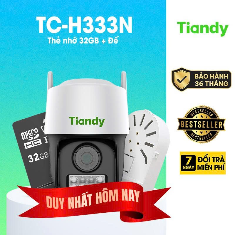 Camera Tiandy TC-H333N 3MP THẺ NHỚ 32GB Quay Quét Ngoài Trời - BẢO HÀNH CHÍNH HÃNG 3 NĂM