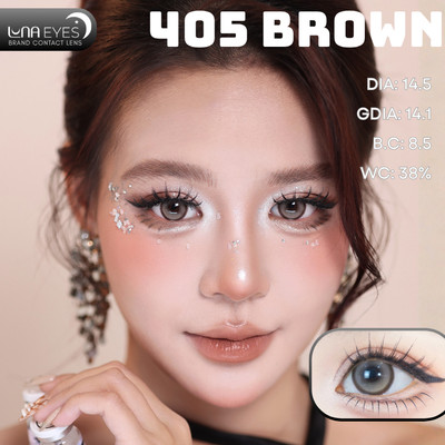 [6 tháng] Lens mắt FD-405 Brown màu nâu hồng viền đậm nổi bật, size lớn - thương hiệu LUNA EYES