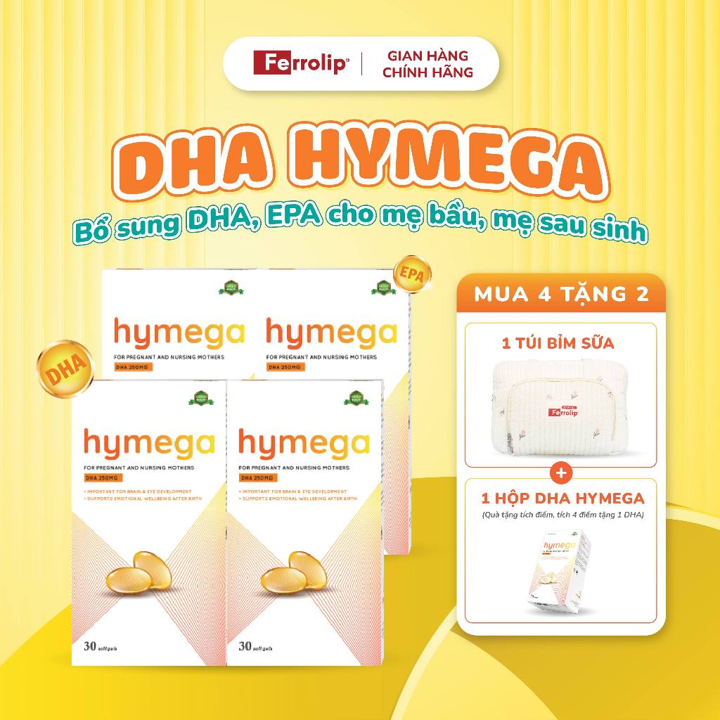 Combo 4h TPBVSK Hymega bổ sung DHA, EPA cho mẹ bầu, mẹ sau sinh tặng 1h Hymega (quà tích điểm)