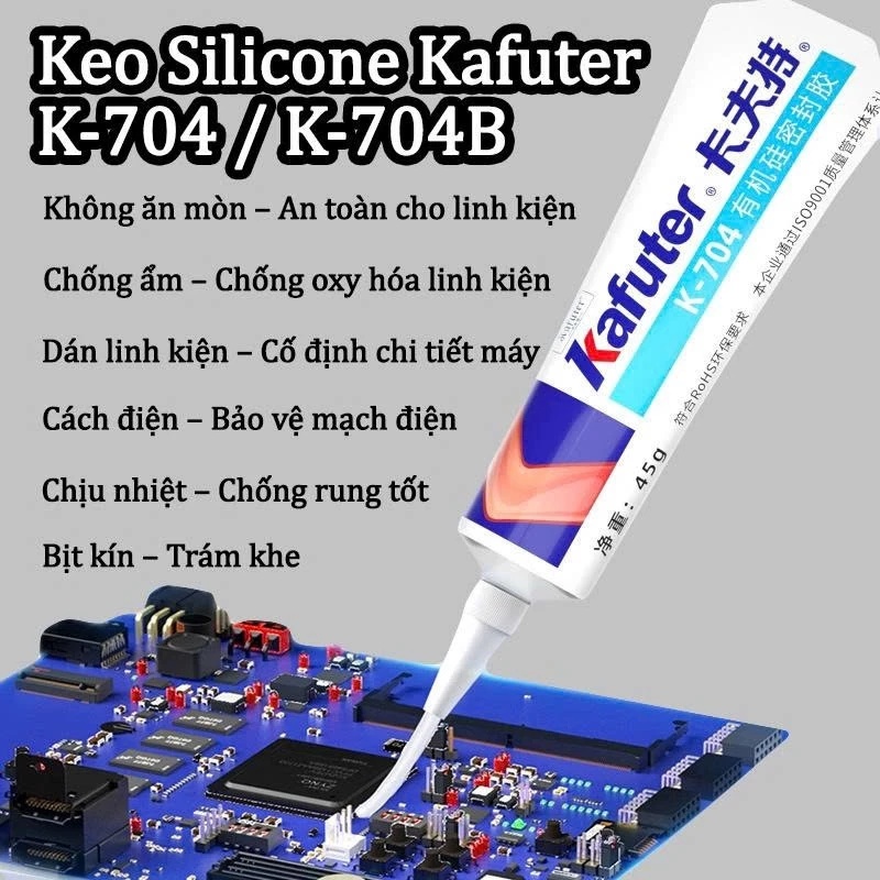 Keo Dán Tản Nhiệt Kafuter K-704 Trắng , K-704B Đen , K-705 Trong Suốt (Tuýp 45G)