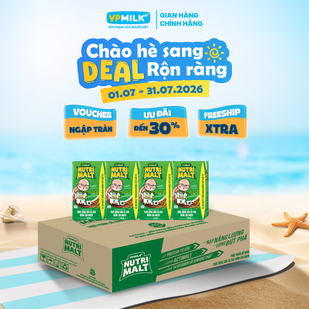Sữa ca cao mầm lúa mạch đen VPMilk Nutrimalt 110ml (thùng 48 hộp)
