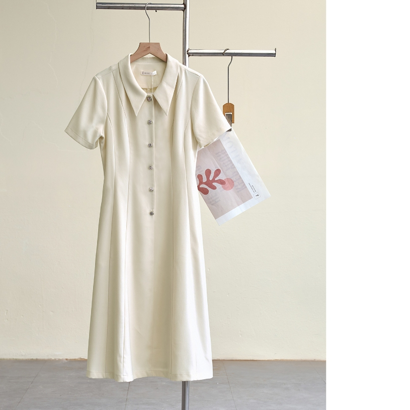 Đầm Dáng A  LAMER FASHION Công Sở Cổ Bẻ Bổ Mảnh Đóng Cúc Thanh Lịch V63R26H006