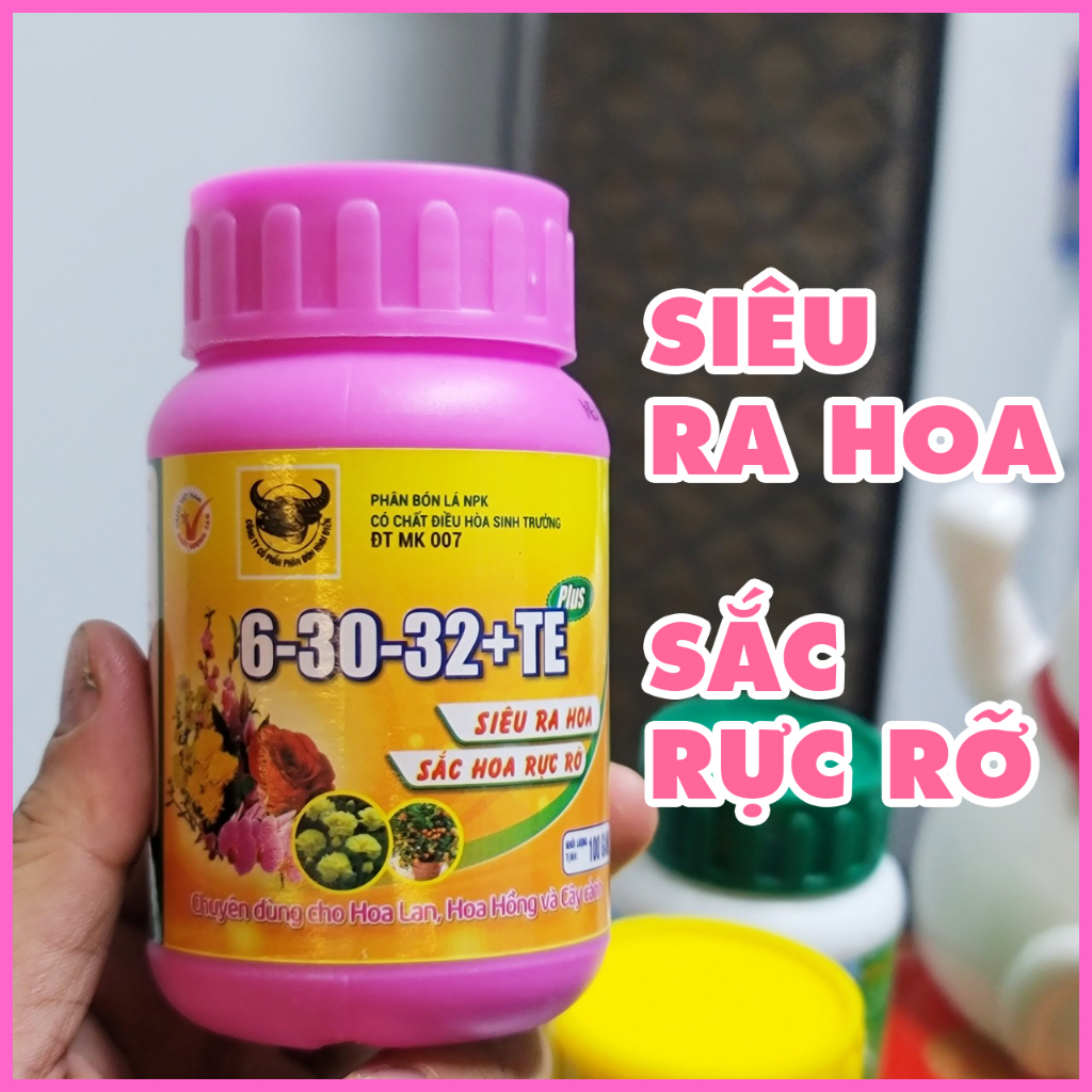Phân bón lá 6-30-32 Te Đầu Trâu, Siêu ra Hoa, Chuyên dùng cho cây cảnh, hoa cành
