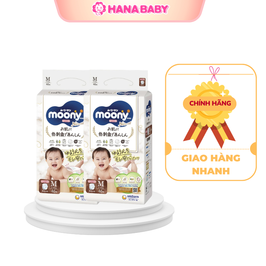 Combo 2 Bịch Tã/Bỉm Moony Dịu Nhẹ, Moony Natural, Moony trắng Đủ Size Cho Bé Yêu