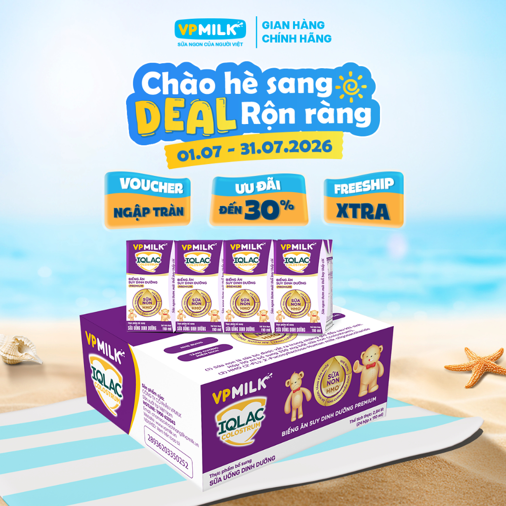[Thùng 24 hộp] Sữa uống dinh dưỡng VPMilk IQLAC Colostrum Biếng ăn, suy dinh dưỡng premium - Hộp 110