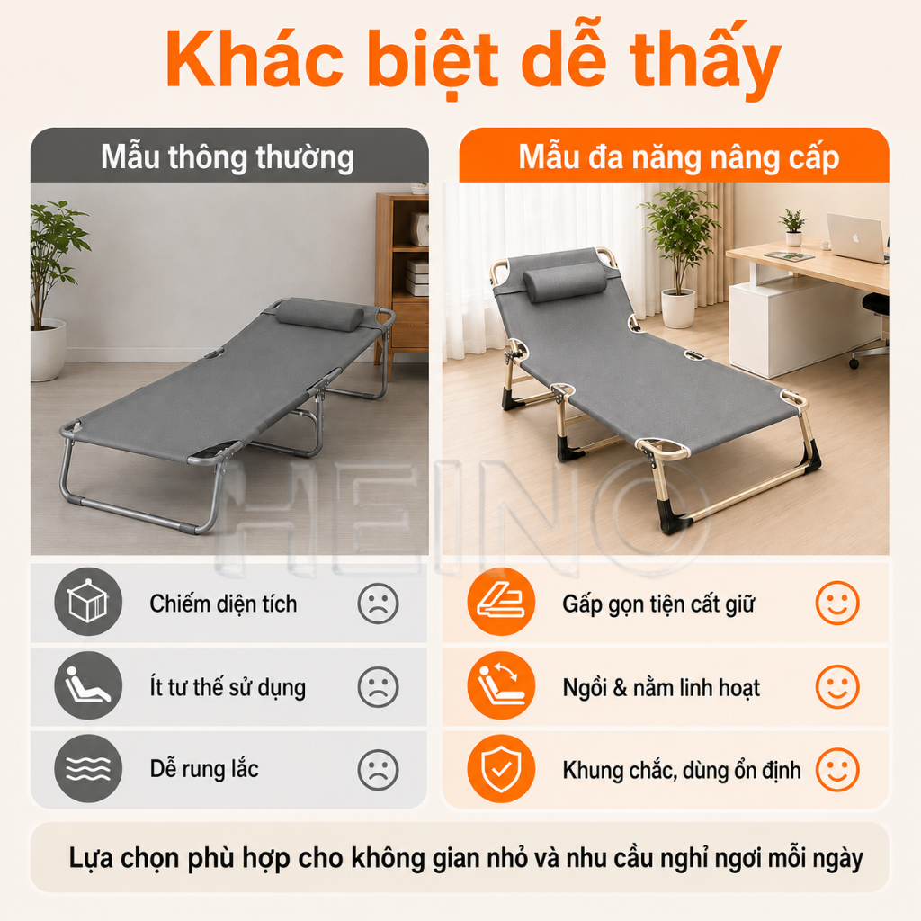 Giường Xếp Gấp Gọn Cho Phòng Nhỏ Giường Ngủ Trưa 1 Người Khung Ống Tròn Chắc Chắn Vải Oxford 600D | BigBuy360 - bigbuy360.vn