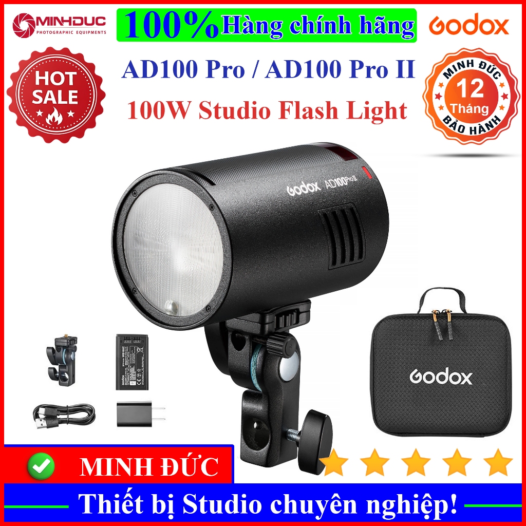 Đèn Flash Godox AD100 Pro AD100Pro II TTL HSS Pin Lithium ( MINH ĐỨC )