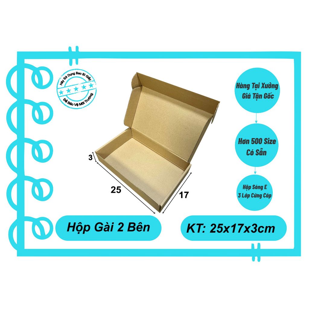 Size 25x17x3 cm _Combo 100c_ Hộp Gài 2 Bên
