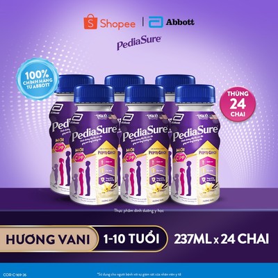 [BU] Thùng 24 Chai Sữa nước PediaSure 237ml Hương Vani Cho Trẻ Từ 1-10 Tuổi