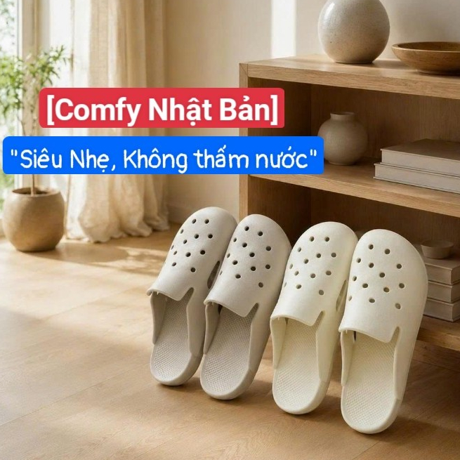 [Hàng Comfy Nhật Bản] Dép sục lỗ siêu nhẹ Eva Comfy NHẬT BẢN size M, L Siêu Bền, không thấm nước
