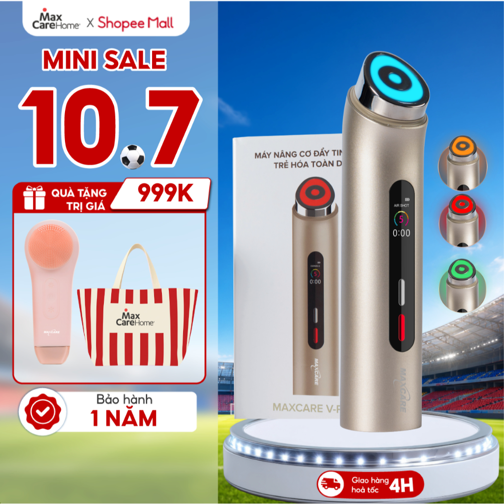 Máy Nâng Cơ Đẩy Tinh Chất Cao Cấp Maxcare V-PRO 6in1- Di Tinh Chất Đèn Led, Nâng Cơ Căng Bóng, Chăm Sóc Da Giảm Nhăn