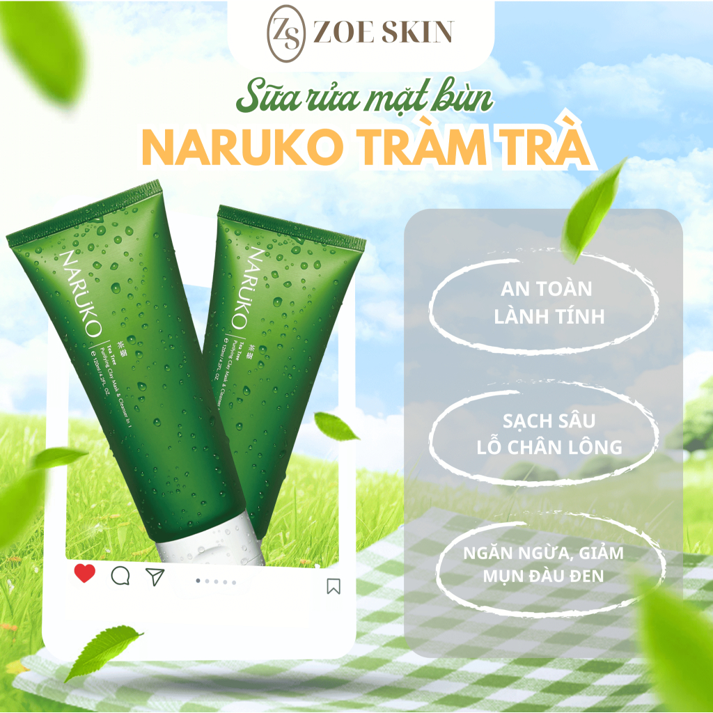 Naruko Tea Tree Clay Cleanser 120g - Sữa Rửa Mặt Đất Sét Naruko Tràm Trà Cho Da Dầu Hỗn Hợp