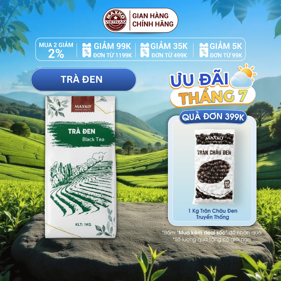 Trà Đen Maxko (Túi 1Kg) - Hương Thơm Đậm Đà, Tiện Lợi Pha Trà Sữa