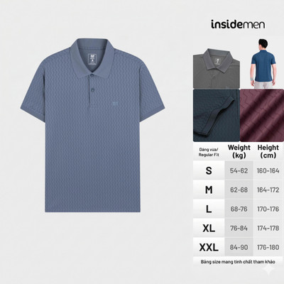 Áo Polo Nam INSIDEMEN Regular fit họa tiết cao cấp ngắn tay cực sang trọng và lịch lãm IPS235AS0