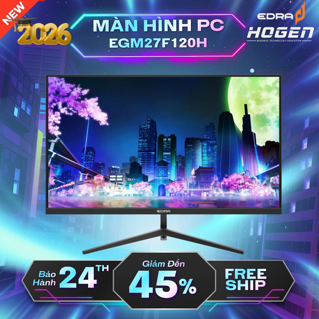 [HOGEN PC] Màn Hình Gaming EDRA EGM27F120H  27Inch/FullHD/IPS/120Hz, Bảo hành 24 Tháng