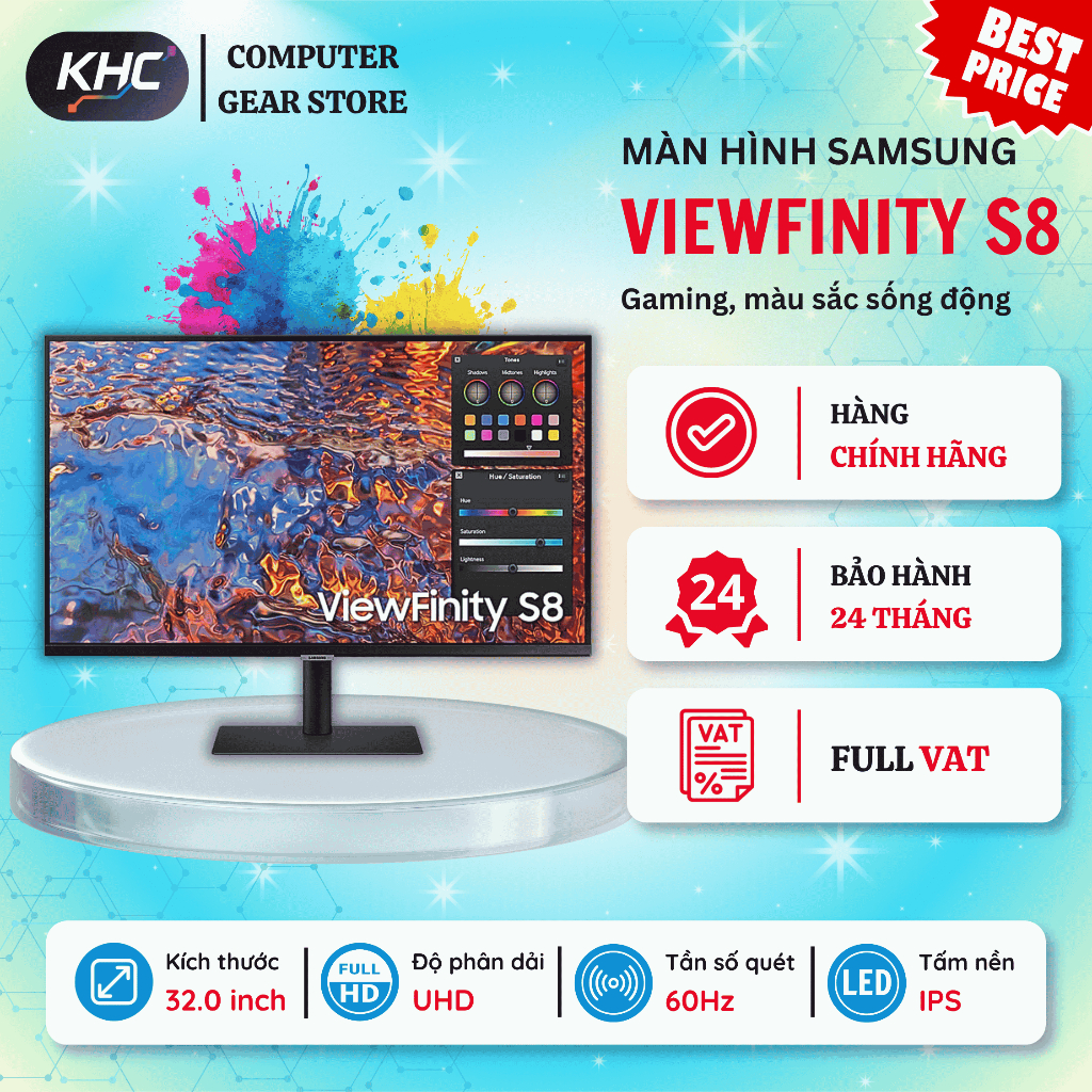 Màn Hình SAMSUNG ViewFinity S8 LS32B800PXEXXV (32.0 inch - 4K - IPS - 60Hz - 5ms - USB TypeC - Netwo