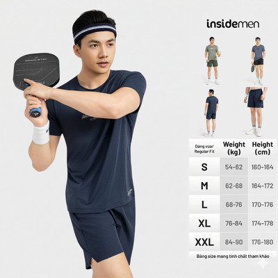 Set bộ đồ nam vải Mesh thoáng khí Insidemen ACTIVE dáng Regular Fit phù hợp thể thao, vận động ngoài trời IST056