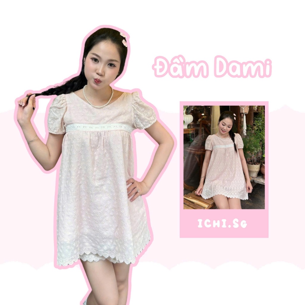 Dami dress - đầm babydoll phối ren - ICHI.SG