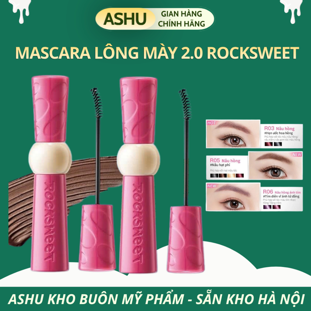 ROCKSWEET Mascara Lông Mày 2.0 Họa Tiết Mờ Nhung Cho Lông Mày Trông Tự Nhiên, Chống Thấm Nước, Chống Mồ Hôi, Chống Nhò