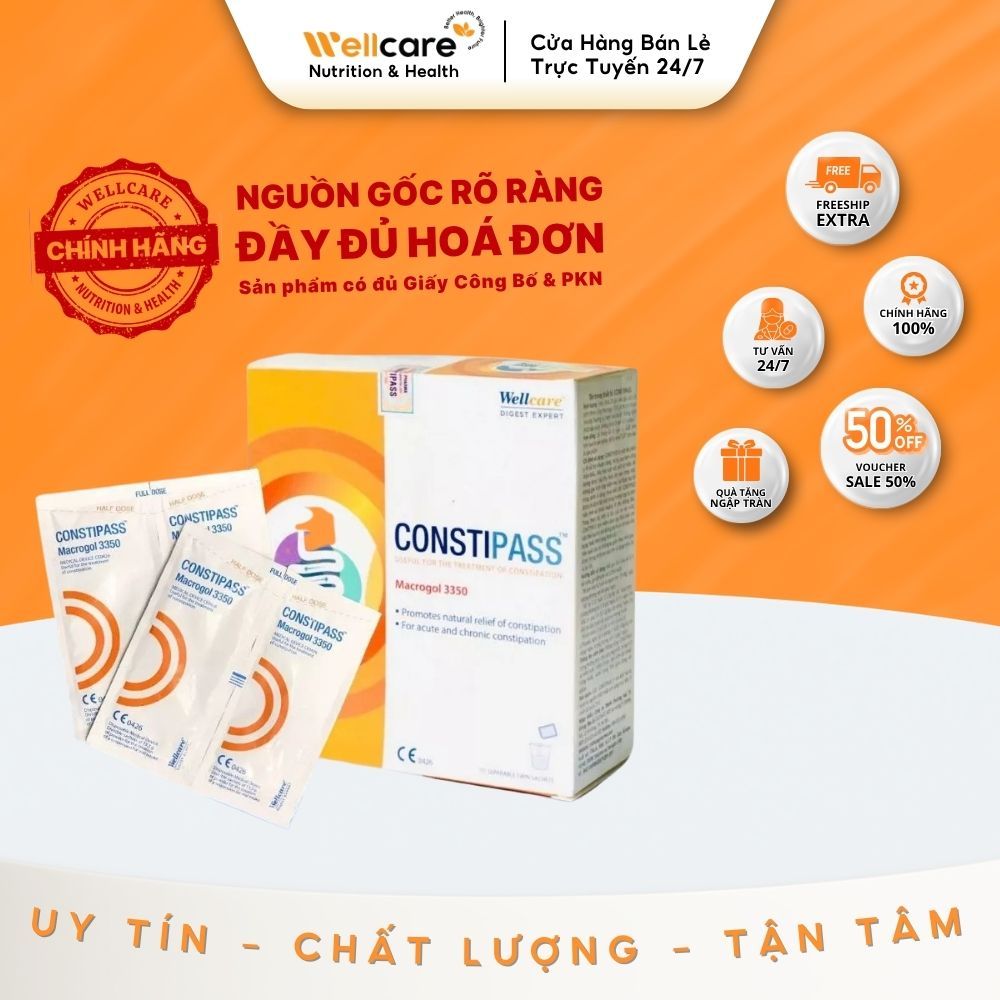 [TIÊU HÓA] Bột nhuận tràng Constipass Macrogol 3350 - Giảm táo bón cho trẻ em và người lớn - Hộp 20 