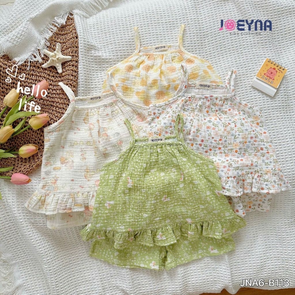 Bộ hai dây xô muslin JOEYNA siêu xinh cho bé gái