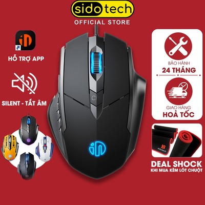 Chuột máy tính gaming chơi game SIDOTECH Inphic W1 bản có dây và không dây tắt âm silent 8800 DPI Led RGB - Chính hãng
