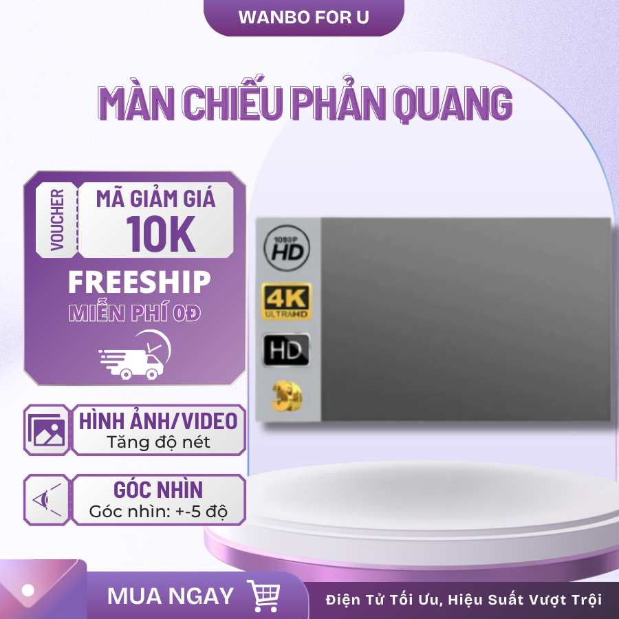 Màn chiếu treo tường phản quang 120 Inch giúp máy chiếu sáng thêm gấp 5 lần, gấp gọn