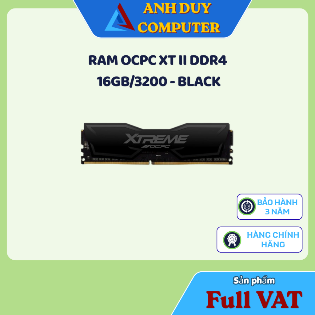 RAM OCPC XT II DDR4 16GB/3200 Màu Đen Chính Hàng Full Vat