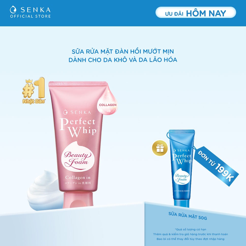 Sữa rửa mặt đàn hồi mướt mịn SENKA PERFECT WHIP collagen in 120g
