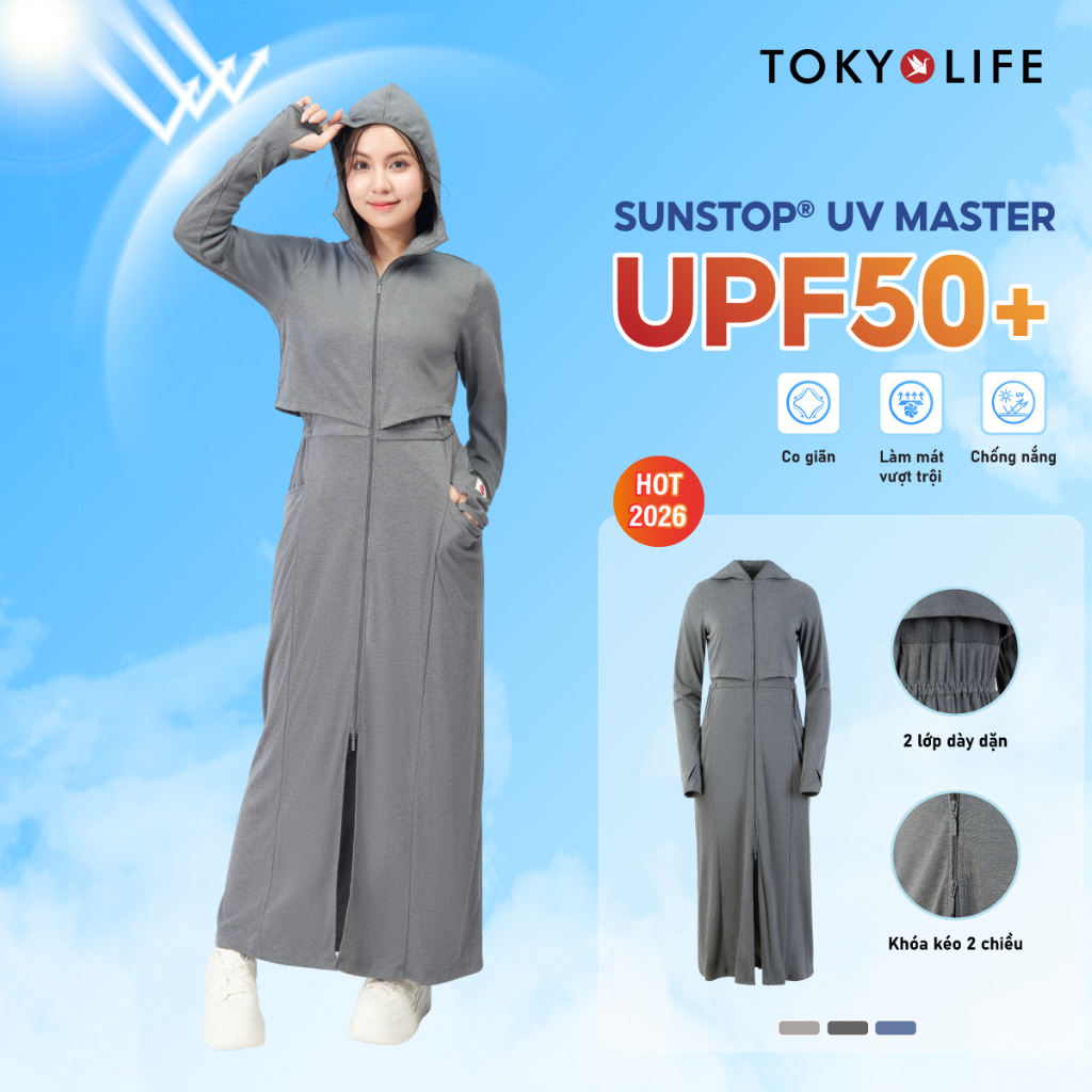 Áo khoác chống nắng Nữ có túi hộp chống tia UV SunStop Master TOKYOLIFE dáng dài thoáng mát 40000441