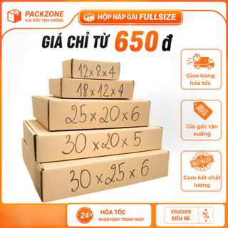 Combo 10 hộp carton nắp gài đóng hàng fullsize,thùng giấy carton gói hàng nhiều kích thước giá rẻ - PACKZONE