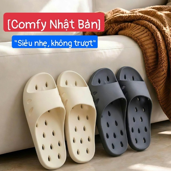 [Comfy Nhật Bản] Dép lỗ Nhà tắm siêu nhẹ, Chống trượt Eva Comfy NHẬT BẢN size M, L Siêu Bền, không t