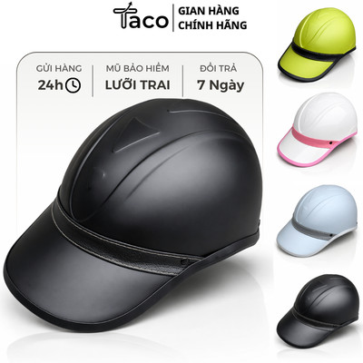 Mũ Bảo Hiểm Lưỡi Trai Đai Da Cho Nam Nữ, Nón Bảo Hiểm Thời Trang Nửa Đầu Có Khoét Sau Buộc Tóc Cho Nữ