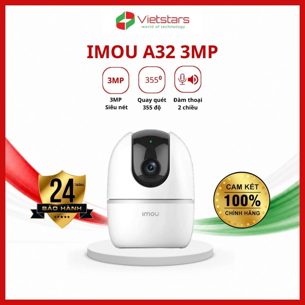 CAMERA IMOU A32- 3MP quay quét trong nhà, đàm thoại 2 chiều, có cổng LAN