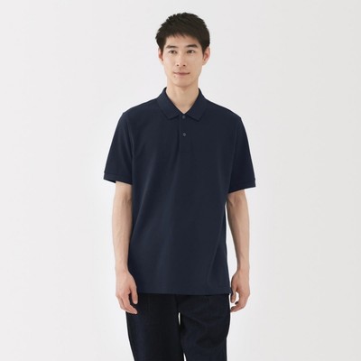 [26AW] MUJI Áo Polo Nam Vải Washed Pique Tay Ngắn