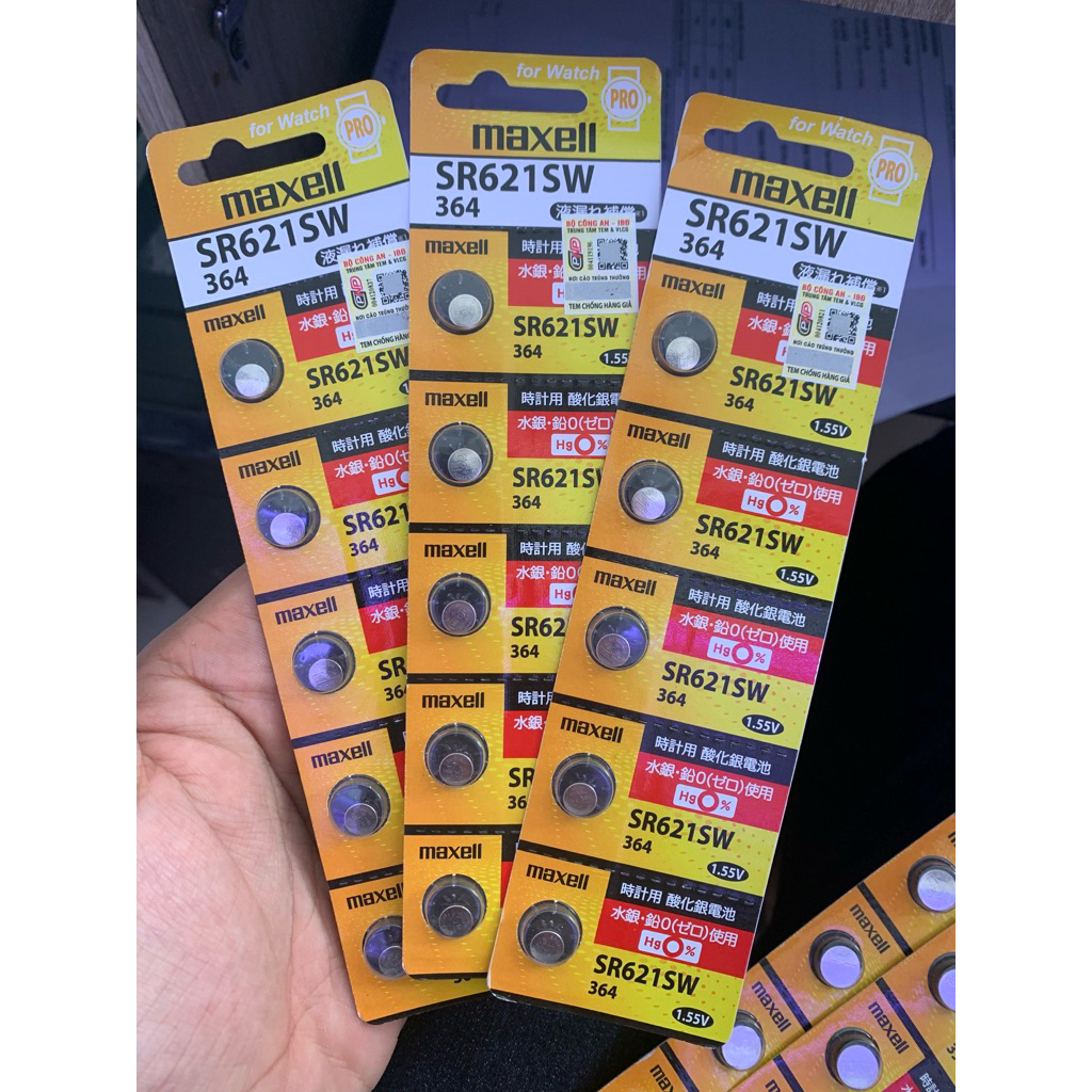Pin Đồng Hồ Maxell SR621SW 364 621 SR621 Vỉ 5 Viên Thay Pin Nút Áo