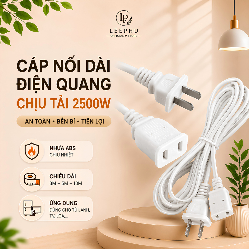 [BH 1 năm] Dây Nguồn Nối Dài Điện Quang EPF 2PN Cáp Nối Dài Điện Ổ Cắm Chịu Tải Cao 2500W Dài 3m/5m