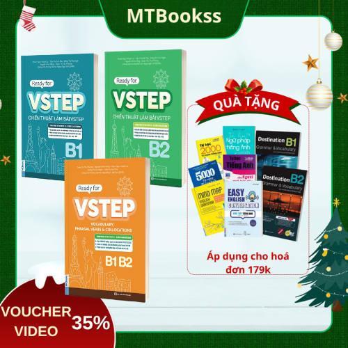 Sách - Combo Luyện Thi Vstep - Ready For VSTEP B1, B2 - Chiến Thuật Làm Bài Và Tổng Hợp Từ Vựng B1, 