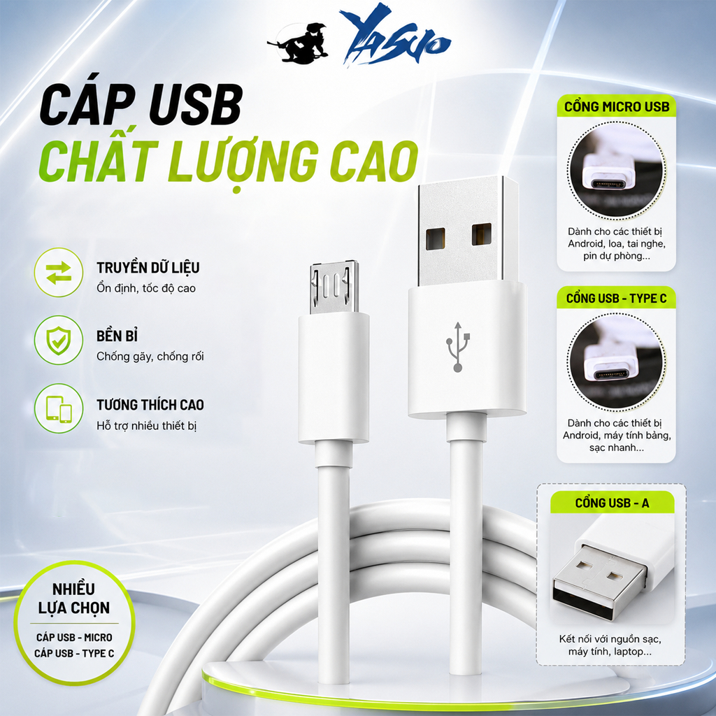Dây Cáp Sạc USB Micro USB TypeC  Cho Điện Thoại Android