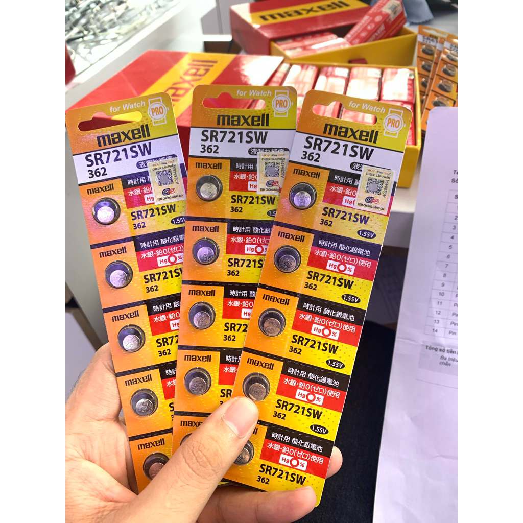 Pin Đồng Hồ Maxell SR721SW 362 SR721 Pin Nút Áo Vỉ 5 Viên Thay Pin Quartz
