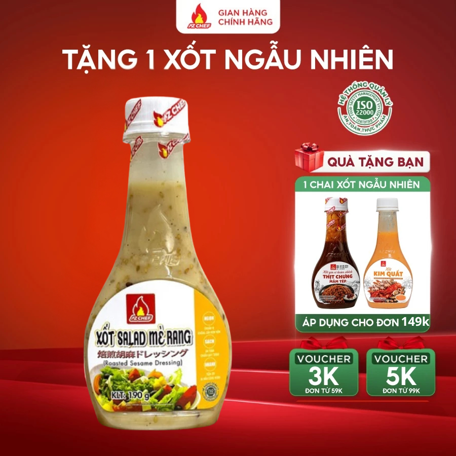 Sốt mè rang trộn salad 190g AZ CHEF, Xốt trộn các món salad ăn liền, thơm ngon, chuẩn vị