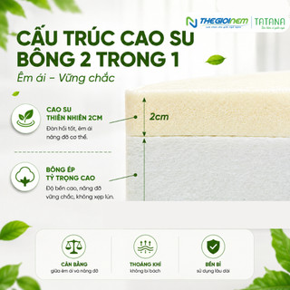 Nệm Cao Su Bông Đa Tầng Tatana Gấp 3, ThiếtKế TiệnDụng, ÁoNệm Làm Mát KếtHợp Lớp Cao Su Mền Mại ÊmÁi