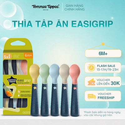 Thìa Tập Ăn Tommee Tippee Easigrip, Dành Cho Bé Từ 6 Tháng - Set 5 Thìa, Tách Lẻ (Giao Màu Ngẫu Nhiên)