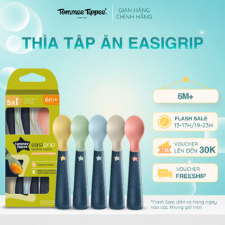 Thìa tập ăn tommee tippee easigrip, dành cho bé từ 6 tháng - set 5 thìa, tách lẻ