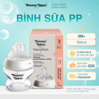 Bình sữa ty siêu mềm tự nhiên tommee tippee natural start 150ml, núm ty của bình 0-3 tháng