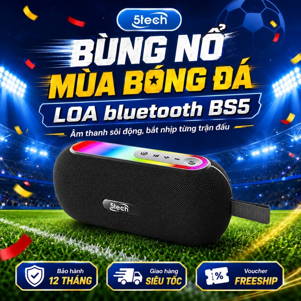 Loa bluetooth 5TECH chính hãng, loa di động cầm tay công suất lớn, pin trâu, nghe nhạc cực hay