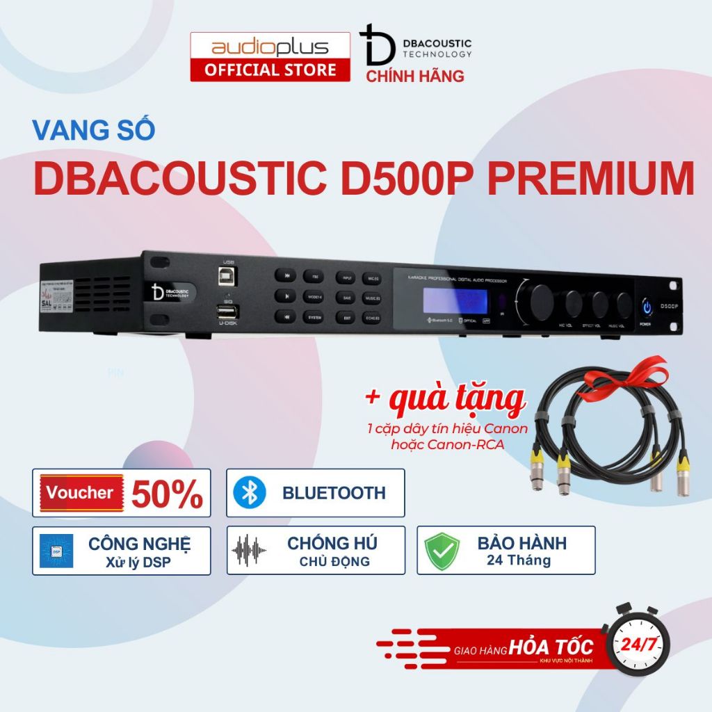 Vang số DBAcoustic D500P PREMIUM - Bluetooth - Chống hú - Công nghệ DSP - Hàng chính hãng